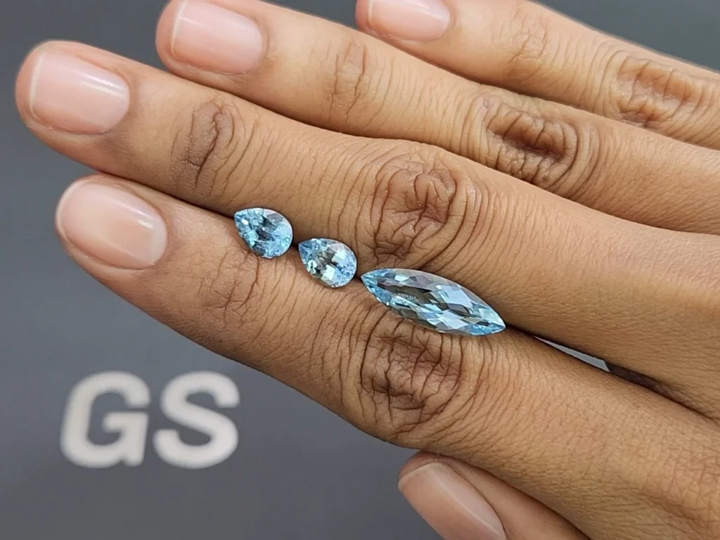 Сет из аквамаринов Santa Maria в огранке груша и маркиз 5,27 карат, Мозамбик Изображение №2