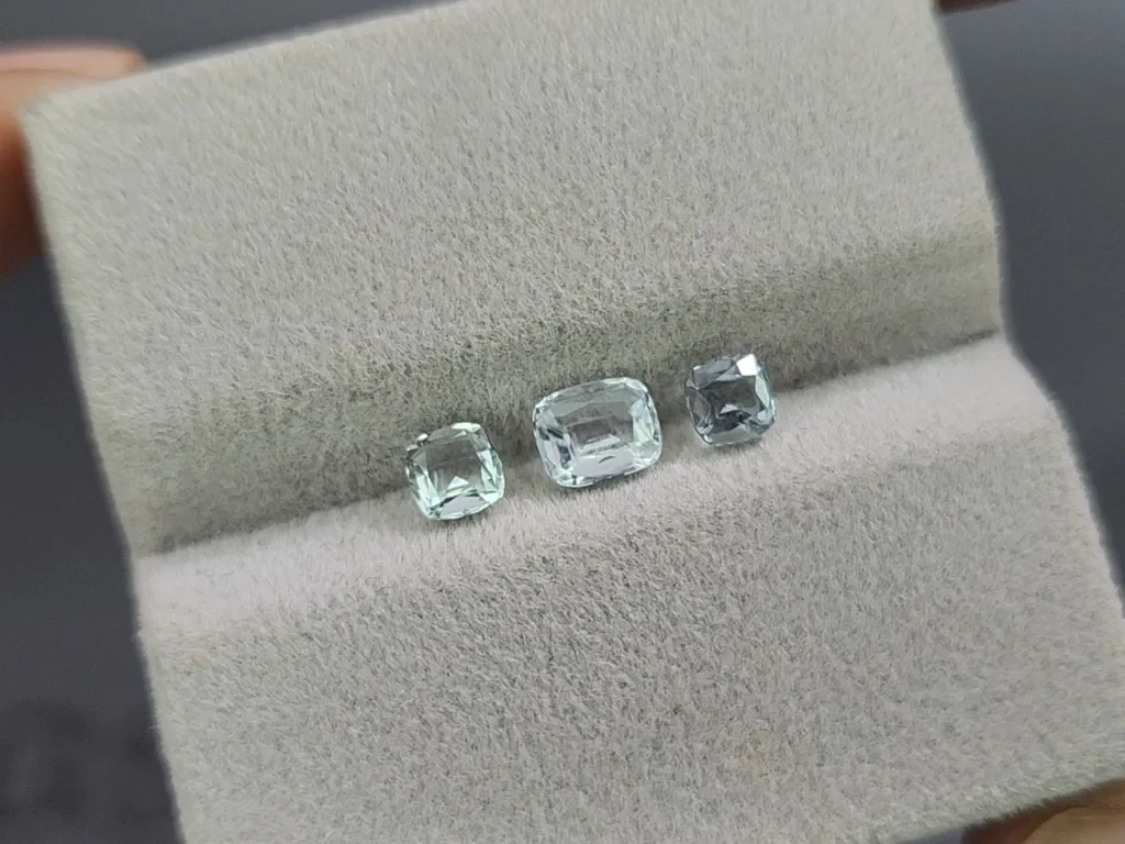 Сет аквамаринов в огранке кушон 1,00 карат, Мадагаскар Изображение №5