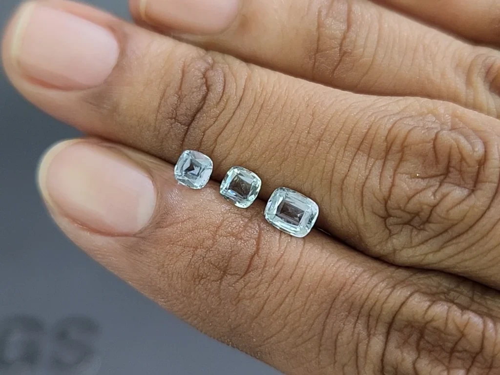 Сет аквамаринов в огранке кушон 1,00 карат, Мадагаскар Изображение №2