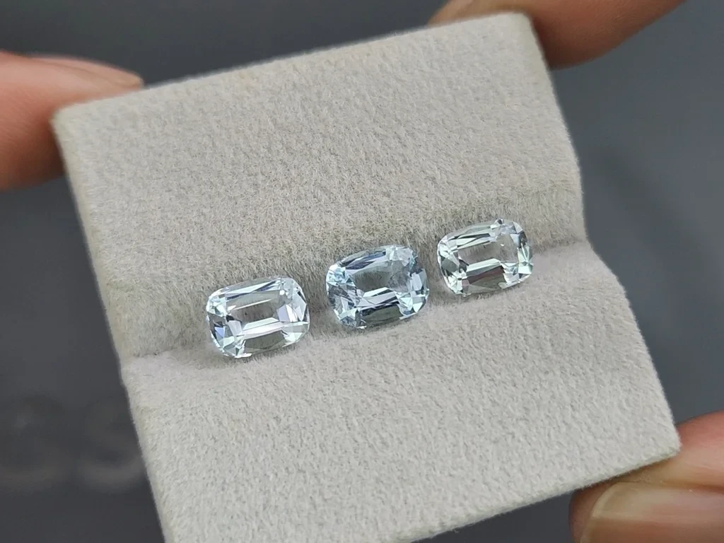 Сет аквамаринов в огранке кушон 3,92 карат, Мадагаскар Изображение №5