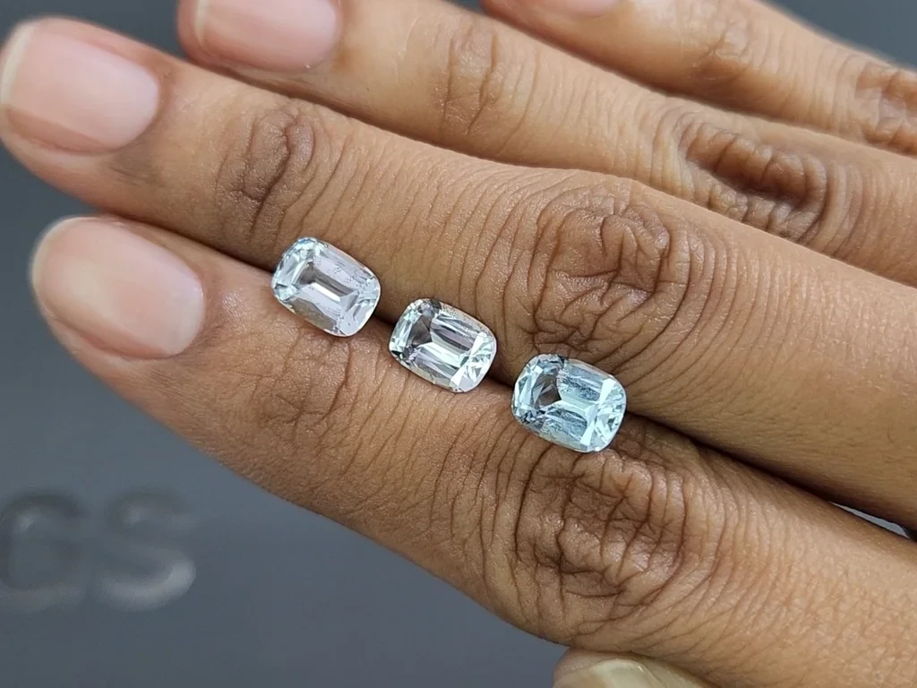 Сет аквамаринов в огранке кушон 3,92 карат, Мадагаскар Изображение №2