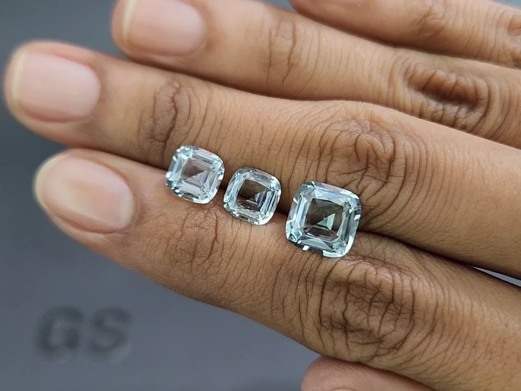 Сет аквамаринов в огранке кушон 5,55 карат, Мадагаскар Изображение №2