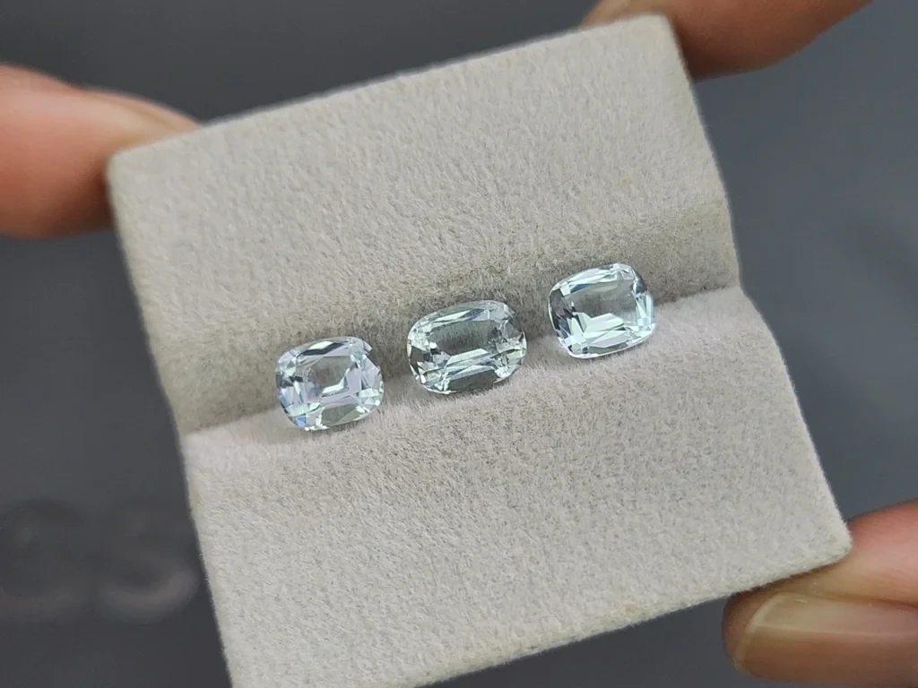 Сет аквамаринов в огранке кушон 3,43 карат, Мадагаскар Изображение №5