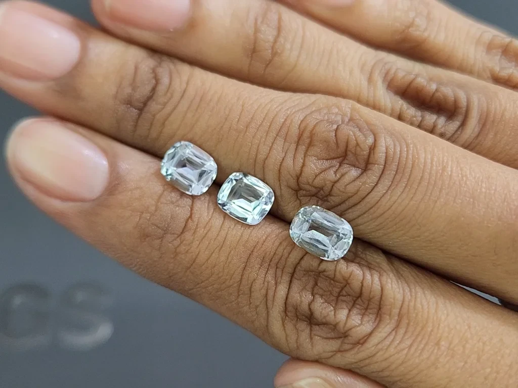 Сет аквамаринов в огранке кушон 3,43 карат, Мадагаскар Изображение №2