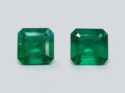 Пара колумбийских изумрудов цвета Muzo Green 4,45 карат photo