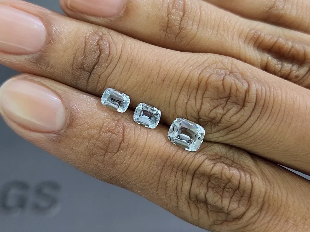 Сет аквамаринов в огранке кушон 2,04 карат, Мадагаскар Изображение №2
