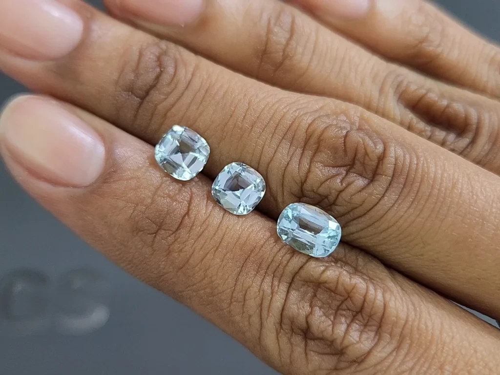 Сет аквамаринов в огранке кушон 3,16 карат, Мадагаскар Изображение №2