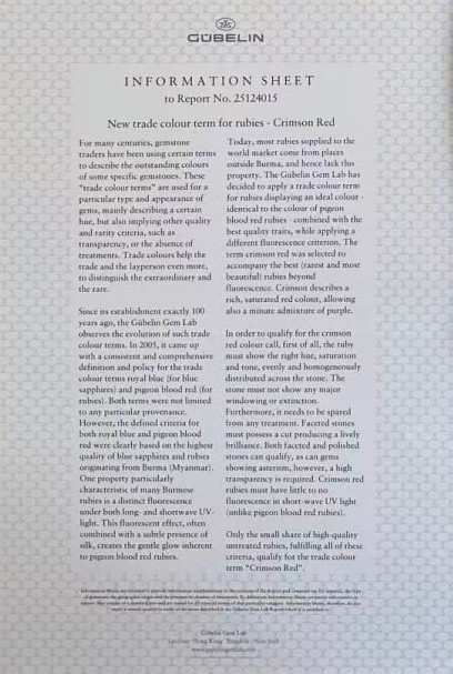 Негретый рубин Crimson Red в огранке овал 2,06 карат, Мозамбик. Gubelin Изображение №8