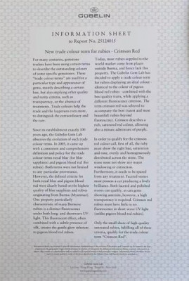 Сертификат Негретый рубин Crimson Red в огранке овал 2,06 карат, Мозамбик. Gubelin