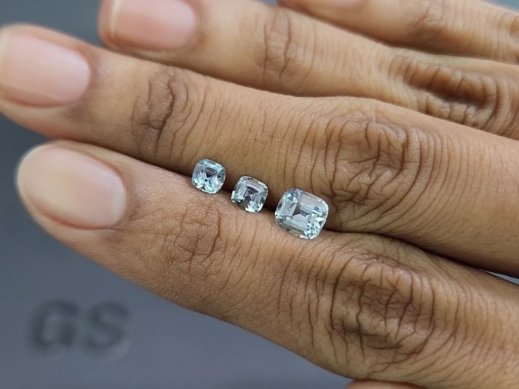 Сет аквамаринов в огранке кушон 1,62 карат, Мадагаскар Изображение №1