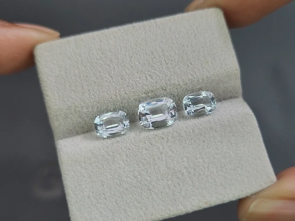 Сет аквамаринов в огранке кушон 3,10 карат, Мадагаскар Изображение №5