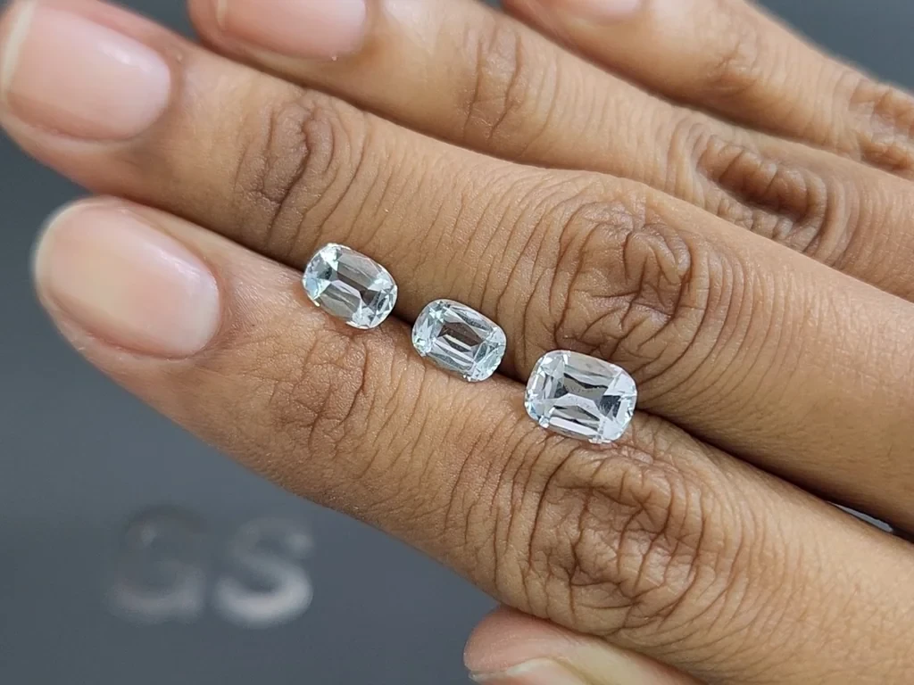 Сет аквамаринов в огранке кушон 3,10 карат, Мадагаскар Изображение №2