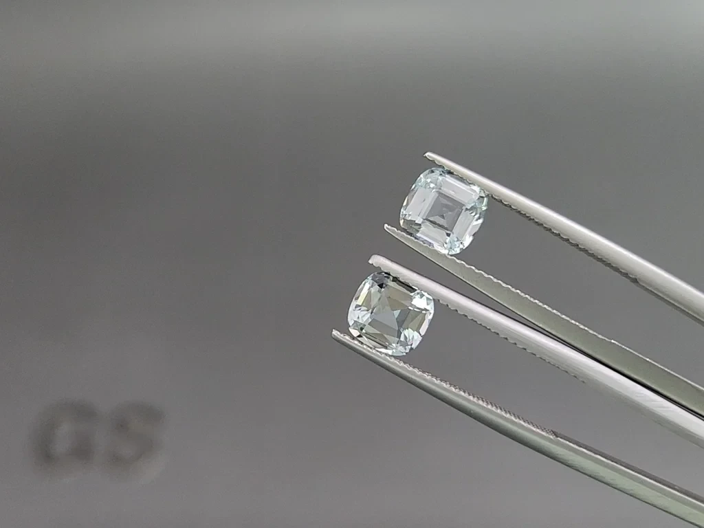 Сет аквамаринов в огранке кушон 3,70 карат, Мадагаскар Изображение №3