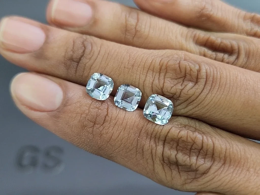 Сет аквамаринов в огранке кушон 3,70 карат, Мадагаскар Изображение №1