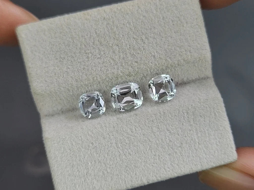 Сет аквамаринов в огранке кушон 2,69 карат, Мадагаскар Изображение №5