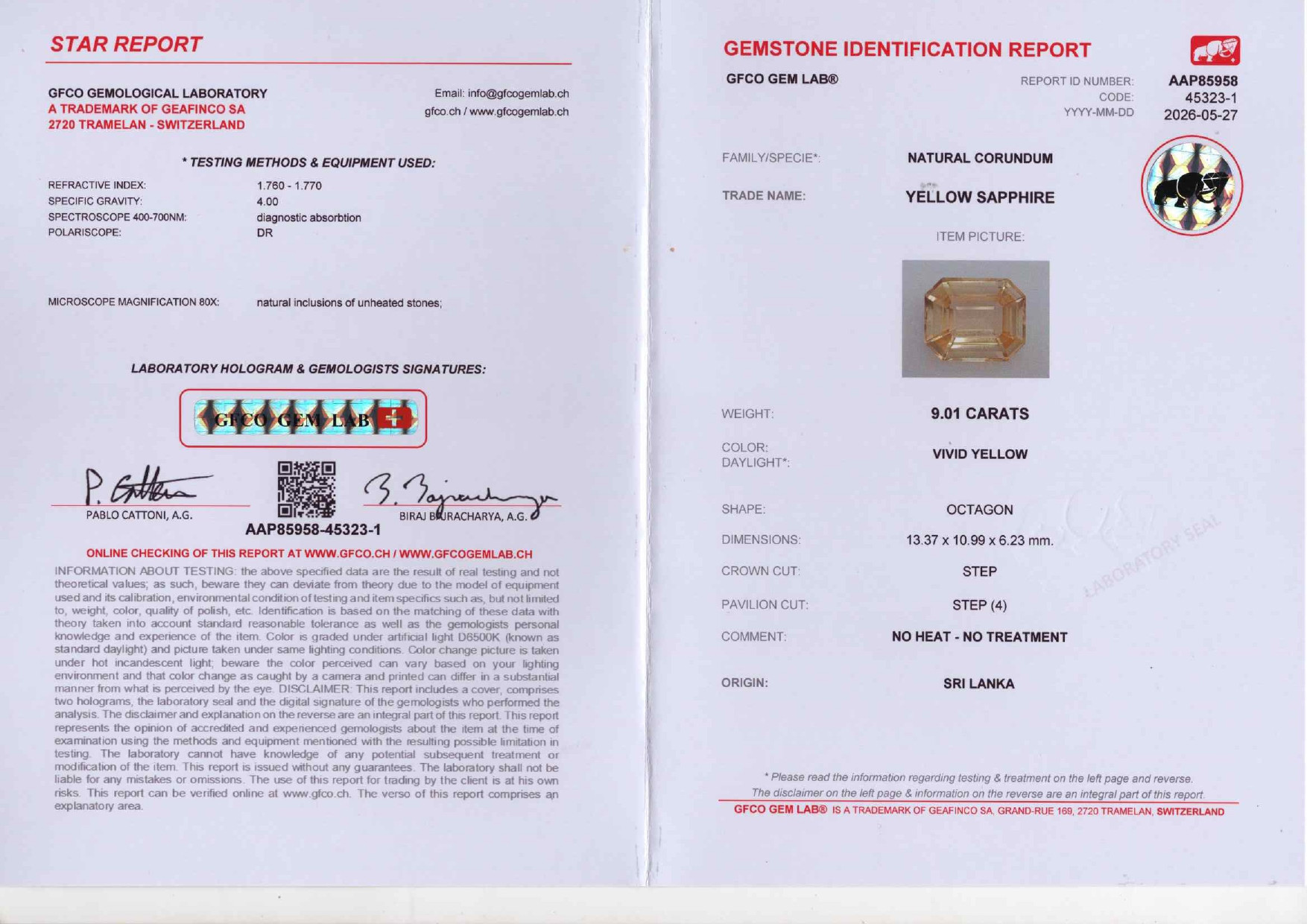 Негретый золотой сапфир в огранке октагон 9,01 карат, Шри-Ланка. Лот 11 Изображение №6