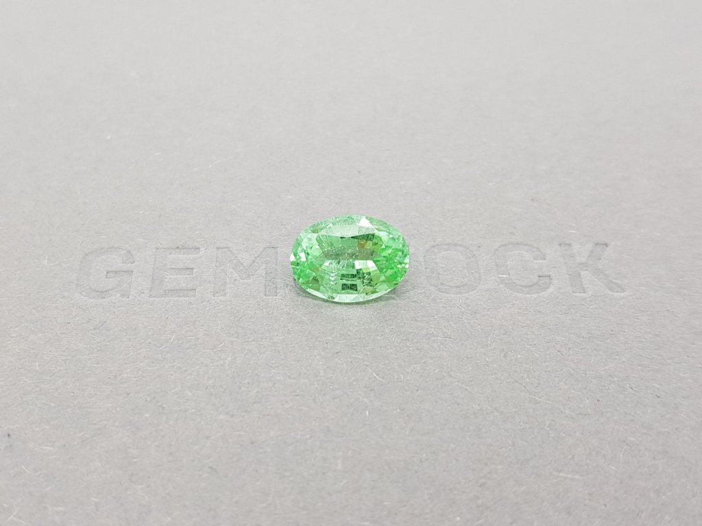 Кольцо с неоново-зеленой Параибой 2,79 карат и бриллиантами в белом золоте 750 пробы Изображение №5