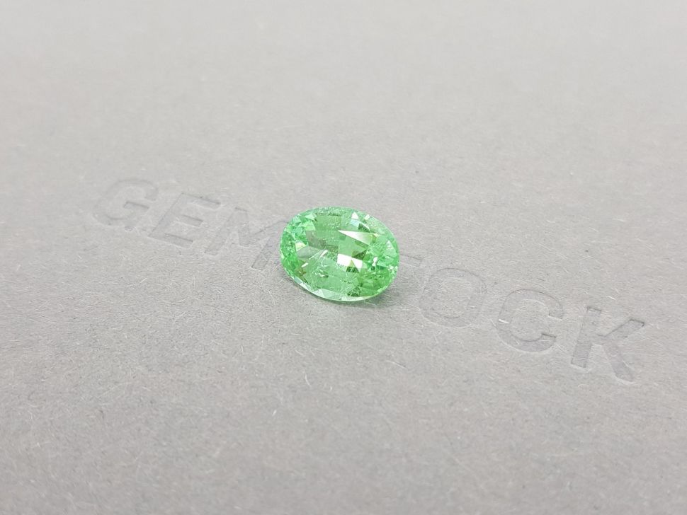 Кольцо с неоново-зеленой Параибой 2,79 карат и бриллиантами в белом золоте 750 пробы Изображение №7