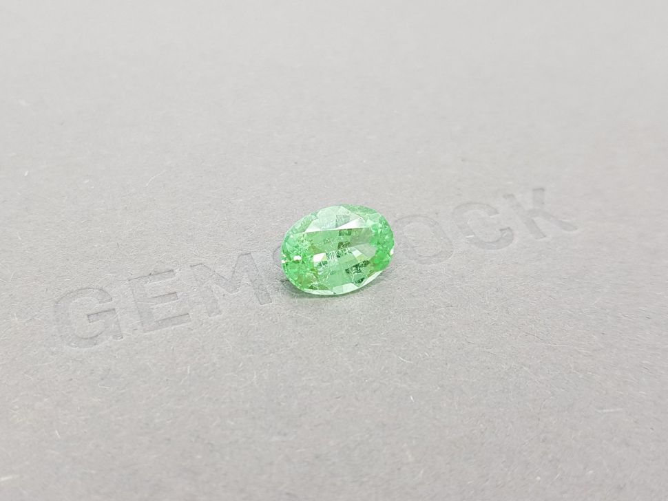 Кольцо с неоново-зеленой Параибой 2,79 карат и бриллиантами в белом золоте 750 пробы Изображение №6