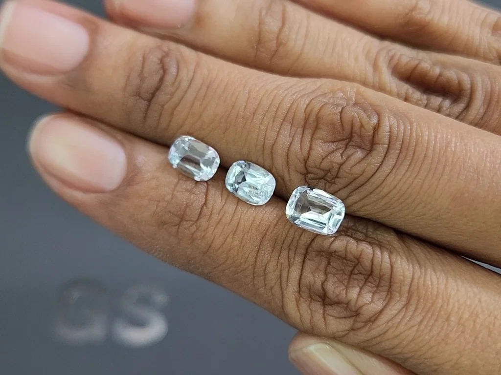 Сет аквамаринов в огранке кушон 2,63 карат, Мадагаскар Изображение №2