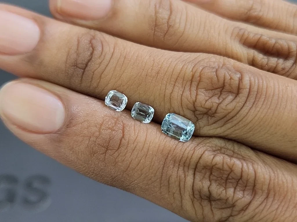 Сет аквамаринов в огранке кушон 1,25 карат, Мадагаскар Изображение №1