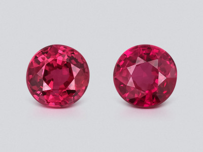 Пара рубинов Pigeon Blood Red в огранке круг 0,51 карат, Мозамбик  photo