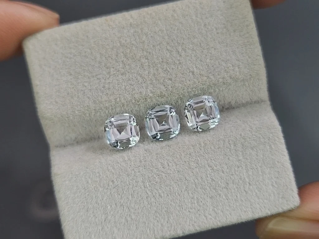 Сет аквамаринов в огранке кушон 2,59 карат, Мадагаскар Изображение №5