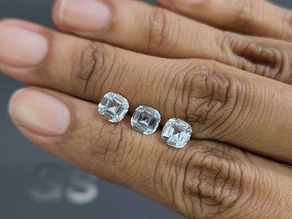 Сет аквамаринов в огранке кушон 2,59 карат, Мадагаскар Изображение №2