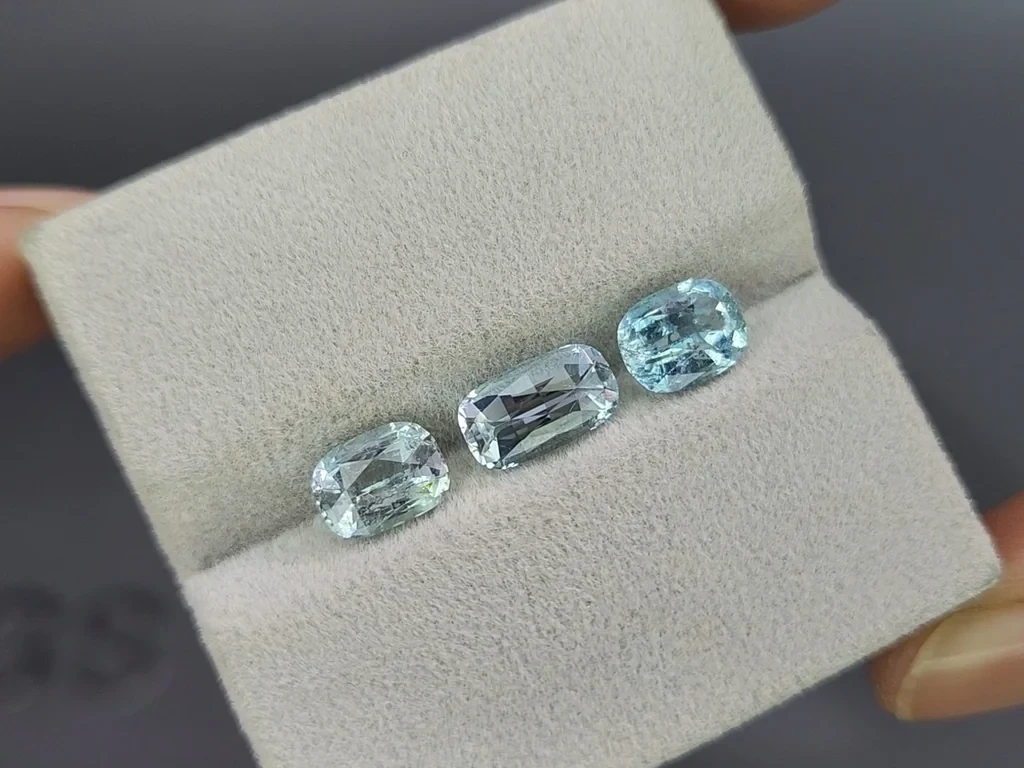 Сет аквамаринов в огранке кушон 3,12 карат, Мадагаскар Изображение №4