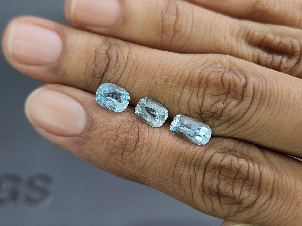 Сет аквамаринов в огранке кушон 3,12 карат, Мадагаскар Изображение №1