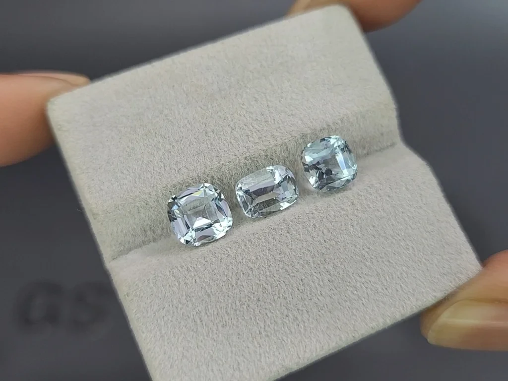 Сет аквамаринов в огранке кушон 3,80 карат, Мадагаскар Изображение №4