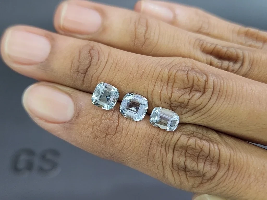 Сет аквамаринов в огранке кушон 3,80 карат, Мадагаскар Изображение №1