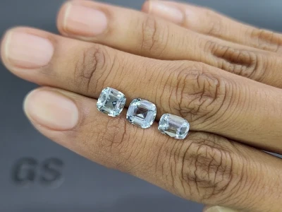 Сет аквамаринов в огранке кушон 3,80 карат, Мадагаскар photo