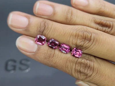 Сет гранатов родолитов в огранке кушон 5,75 карат, Мадагаскар photo