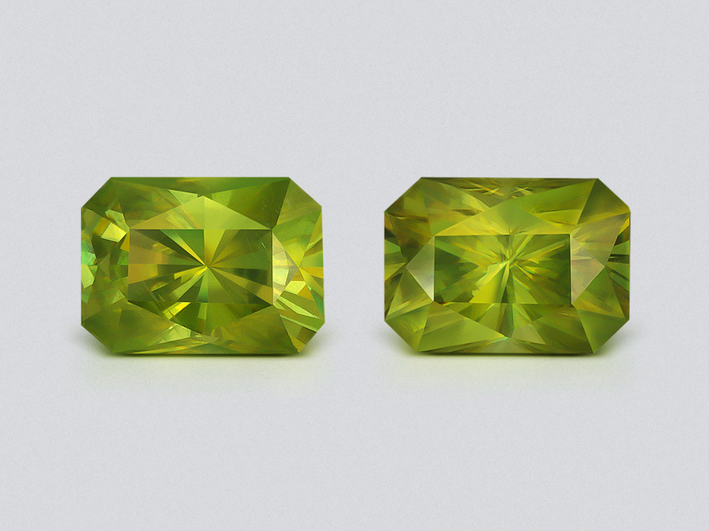 Пара желто-зеленых сфенов в огранке радиант 3,51 карат, Мадагаскар Изображение №1