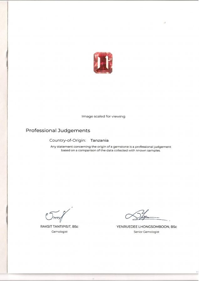 Сертификат Редкая розово-красная шпинель Махенге в огранке октагон 5,02 карат, GRS brilliancy-type "Vibrant", ICA Book