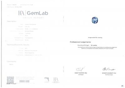 Сертификат Насыщенный синий сапфир из Шри-Ланки 4,94 карата