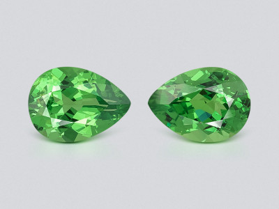 Пара цаворитов Vivid Green в огранке груша 1,57 карат, Танзания  photo