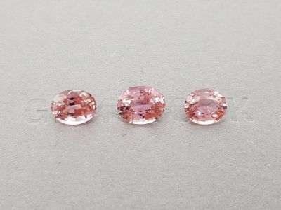 Сет из трех розовых турмалинов в огранке овал 7,62 карат