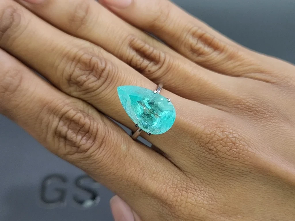 Неоновый турмалин Параиба в огранке груша 9,55 карат, Мозамбик Изображение №5