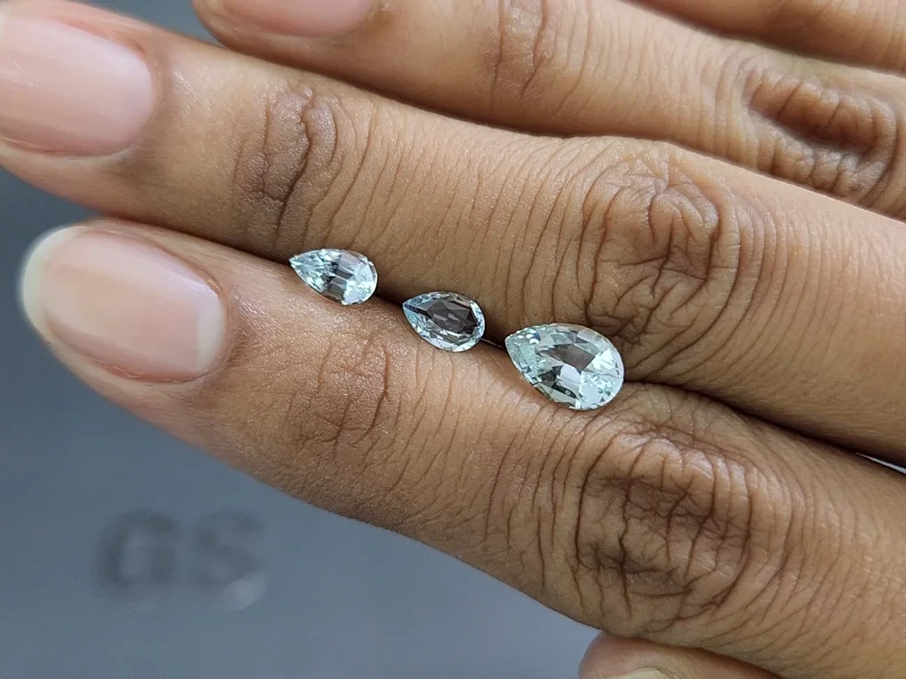 Сет аквамаринов в огранке груша 1,84 карат, Мадагаскар Изображение №2