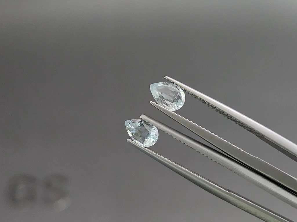 Сет аквамаринов в огранке груша 1,82 карат, Мадагаскар Изображение №4