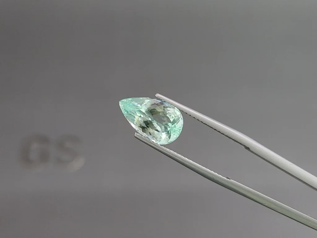 Параиба Neon Green в огранке груша 3,84 карата, Мозамбик Изображение №3