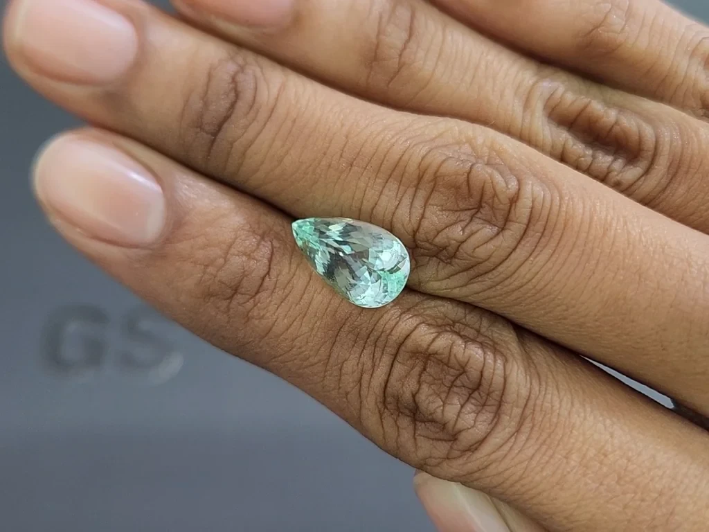 Параиба Neon Green в огранке груша 3,84 карата, Мозамбик Изображение №2