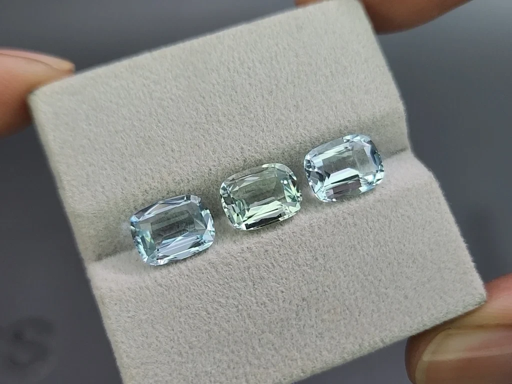 Сет аквамаринов в огранке кушон 5,32 карат, Мадагаскар Изображение №5
