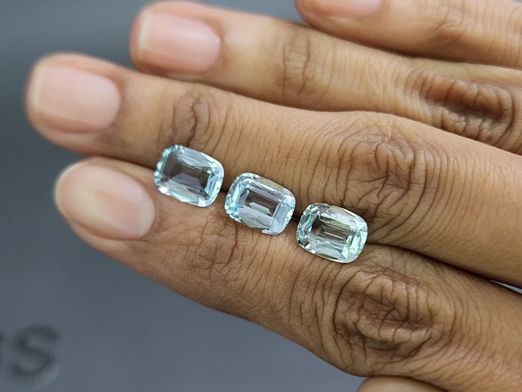 Сет аквамаринов в огранке кушон 5,32 карат, Мадагаскар Изображение №2