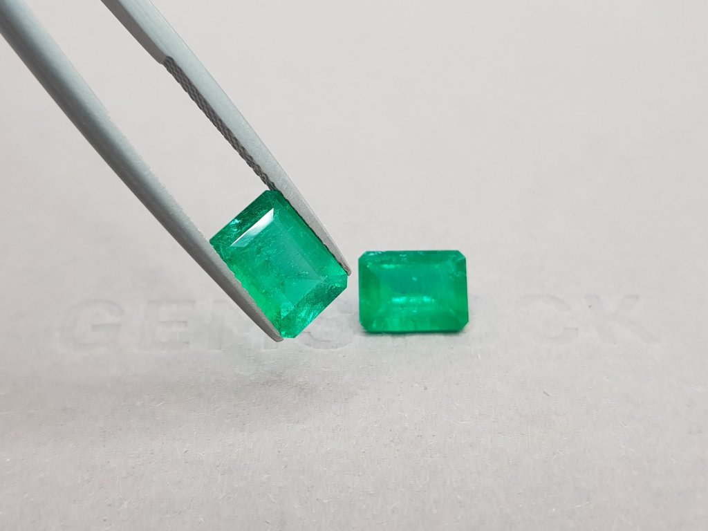 Пара изумрудов цвета Vivid Green 3,94 карата, Колумбия Изображение №4
