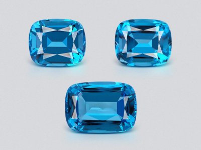 Сет из ярко-голубых Swiss Blue топазов в огранке кушон 53,84 карата, Бразилия  photo