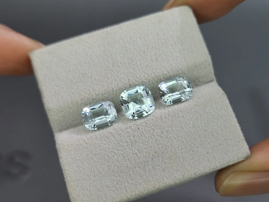Сет аквамаринов в огранке кушон 4,11 карат, Мадагаскар Изображение №5
