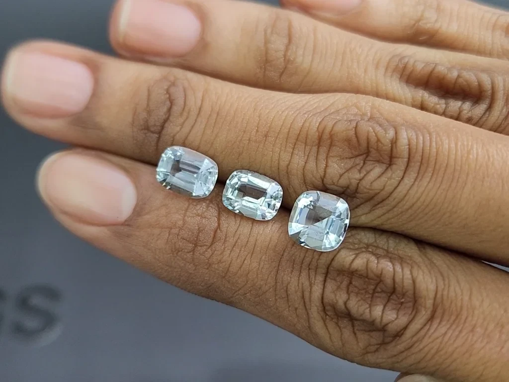 Сет аквамаринов в огранке кушон 4,11 карат, Мадагаскар Изображение №2